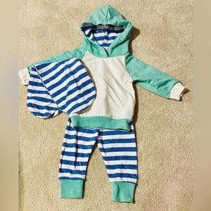 BABY UNISEX Striped Hoodie Set Size 9-12 Months